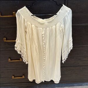 love, Fire Cream Off-Shoulder Blouse